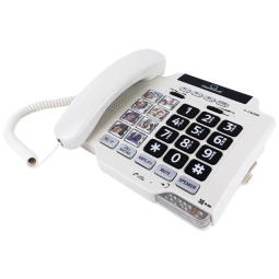 CSC500 Telefone para Sênior com Fio e Tecla Grande, Compatível com Aparelho Auditivo, CLEARSOUNDS CSCSC500, Branco