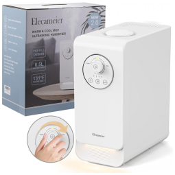 Umidificador de Névoa Quente e Fria 6,5 Litros Inteligente com Luz LED e Modo Automático, Elecameier, Branco