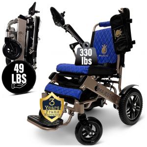 Cadeira de Rodas Elétrica Dobrável com Encosto Automático para Adultos de até 130 kg, MALISA, Azul