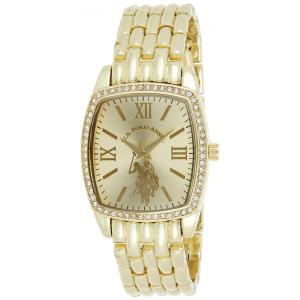 Relógio An de qartzo de aço inoxidável feminino com alça de liga, cor oro, 18, U.S. POLO ASSN. USC40234, Dorado