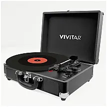 Toca Discos com 3 Velocidades, Bluetooth Duplo, Alto falantes Integrados Som Clássico e Conveniência Moderna, Vivitar, Preto
