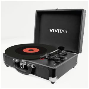 Toca Discos com 3 Velocidades, Bluetooth Duplo, Alto falantes Integrados Som Clássico e Conveniência Moderna, Vivitar, Preto