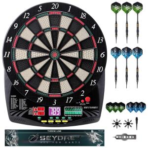 Jogo de Dardos Eletrônico, 6 Dardos, 31 Modos de Jogo e 289 Variações de Pontuação com Adaptador de Energia e 1 Linha de Arremesso para até