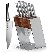 Conjunto de Facas iPUREHOME em Aço Inoxidável com Bloco de Bancada Multinível, 12 Peças, Prata