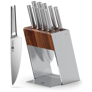 Conjunto de Facas iPUREHOME em Aço Inoxidável com Bloco de Bancada Multinível, 12 Peças, Prata