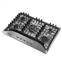 Cooktop a gás 76cm Empava inox 5 queimadores SABAF selados 31600BTU dual fuel GN/GLP ignição elétrica 110V