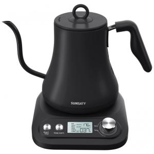 Chaleira Elétrica 800mL em Aço Inoxidável com Desligamento Automático e Proteção Contra Fervura, 110v, SUMSATY, Preto