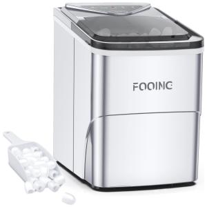FOOING Máquina de Gelo Automática Portátil Produz até 11kg, 24H, 110V, Cor Prata