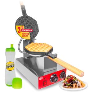 Máquina de Waffles Profissional Antiaderente Termostato Manual, 110v, ALDKITCHEN abc, Prateado