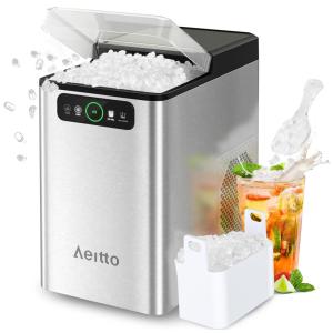 Máquina de Gelo de Bancada que Produz 18 kg em 24H com Função de Autolimpeza Automática e Inclui Colher de Gelo, 110V 110W, Aeitto, Prata