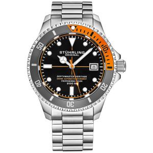 Relógio Masculino Mergulho Profissional, Automático, DEPTHMASTER, 2Prova D 200m, STUHRLING 883H.02, Prateado