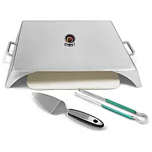 ZHO Forne de Pizza para Churrasqueira com Termometro, Faca e Pinça, Aço Inox, ZHOUWHJJ, Prateado