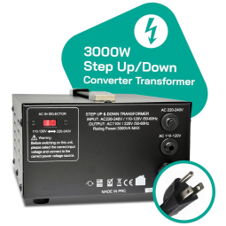 Transformador(Conversor) de Voltagem LiteFuze LT-3000UD 3000W Elevação/Redução 110V para 220V ou 220V para 110V com Tomada Universal