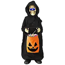 Esqueleto Ceifador Animatrônico com Luz e Som para Decoração de Halloween