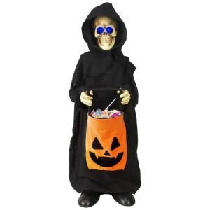 Esqueleto Ceifador Animatrônico com Luz e Som para Decoração de Halloween