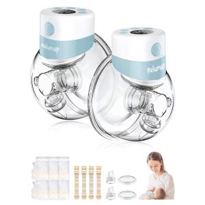 Bomba Tira Leite Eulumap Dupla Portátil com Painel Digital 2 Modos, 9 Níveis de Sucção e , Azul