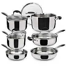 Conjunto de Panelas e Frigideiras de Aço Inoxidável, 10 Peças, AVACRAFT, Prateado