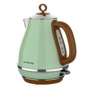 Chaleira Elétrica Evoloop JK-140G Verde Brilhante 1,7L Inox 1500W Proteção Secagem Automática Visor Nível 110V