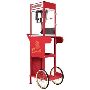 Carrinho de Pipoca Vintage Profissional com Panela Antiaderente, CORNRUSH 8OZ F, Vermelho