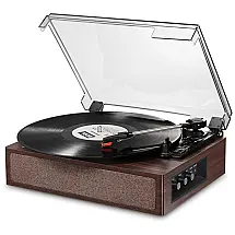 Vitrola Toca Discos Retrô Vitrola, 3 Velocidades com Bluetooth e Alto Falantes Embutidos, 110v, DONNER DP 100, Marrom