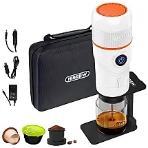 Cafeteira Elétrica Programável Expresso Manual 60mL com e Estojo de Transporte 12V Branca, HIBREW H4, Branco