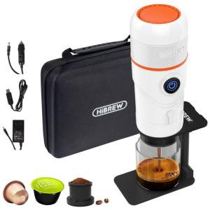 Cafeteira Elétrica Programável Expresso Manual 60mL com e Estojo de Transporte 12V Branca, HIBREW H4, Branco