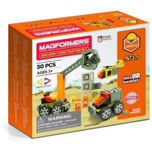 Kit de Construção Maquinas Geométricas Educativa 50 Peças, para Crianças a Partir de 3 Anos, MAGFORMERS 717004, Amarelo
