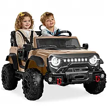 Carro Elétrico Infantil Best Choice Products 24V Marrom, Caminhão 2 Lugares, com Controle Remoto, Bluetooth, Luzes LED e Capacidade para 60