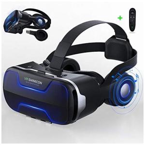 VR Óculos de Realidade Virtual 3D com Fones de Ouvido e Lente para Celulares de até, LONGLU, Preto