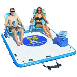 Plataforma Inflável para Lagos, Praia e Piscinas Suporta até 453 Quilos, ISLAND HOPPER IHBUDDY, Azul