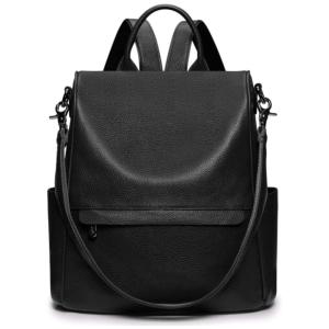 Mochila Feminina de Couro, S ZONE D10V135A, Preto