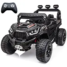 Carro Elétrico Infantil Jeep 4x4 24V Verde, Controle Remoto, Cinto Ajustável, Luzes LED e Portas Duplas Travas