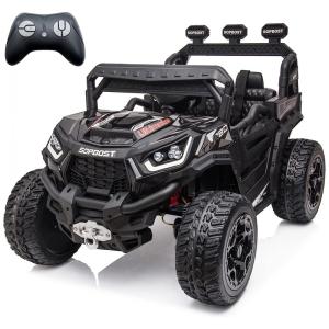 Carro Elétrico Infantil, Jeep 4X4 com Controle Remoto, Cinto de Segurança Ajustável, Luzes LED Brilhantes e Portas Duplas com Trava, 24V