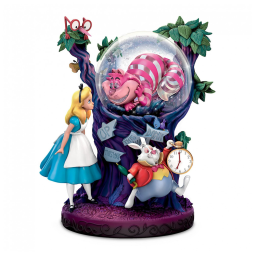 Globo de Neve Musical Iluminado Disney Alice no País das Maravilhas, Bradford Exchange - 17,1 cm