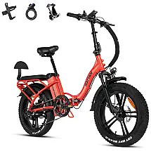 Rattan Bicicleta Elétrica Motorizada 7 Velocidades e 5 Modos, 500W, Laranja