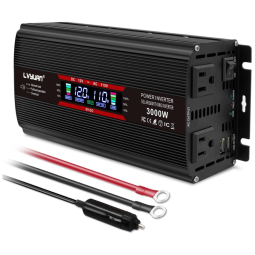 Inversor de Potência Automotivo 3000W, Display LCD Inteligente, Tomadas e USB Duplos, YINLEADER, Preto