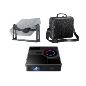 Projetor a laser portátil NexiGo Nova Mini com case e suporte gimbal, Google TV, 1200 lumens, 1080p, 3D, tela até 150" 110V