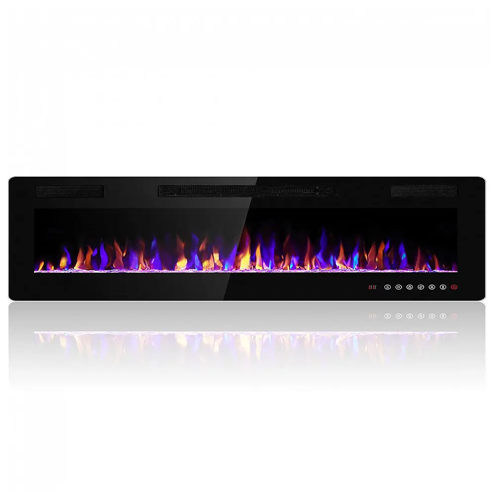 Lareira Elétrica de Embutir A45x172L com Controle Remoto e Digital, Luz LED, Chamas Multicolorida e Temporizador, 1500W, 110v