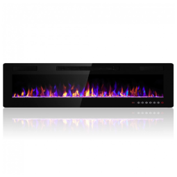 Lareira Elétrica de Embutir A45x172L com Controle Remoto e Digital, Luz LED, Chamas Multicolorida e Temporizador, 1500W, 110v