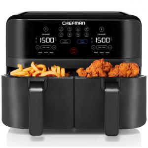 Fritadeira Elétrica AirFryer 9L com Painel Digital e Cesto Duplo, 110V, Chefman, Preta