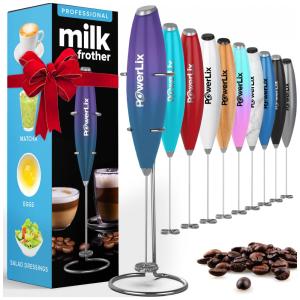 Espumador Elétrico de Leite em Aço Inoxidável a Bateria com Suporte, Roxo e, POWERLIX Purple Turquoise, Violeta