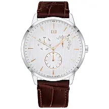 Tommy Hilfiger Relógio Masculino de Quartzo com Pulseira de Couro, Marrom