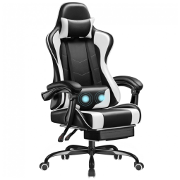 Cadeira Gamer Reclinável e Giratória com Apoio para Lombar e Cabeça, Homall, Branca