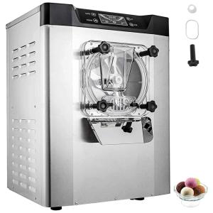 Máquina de Sorvete Profissional em Aço Inoxidável 20L por Hora com 1 Bico e Tela LCD, 110V 1400W, VEVOR, Prata