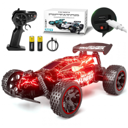 Carrinho de Controle Remoto 2.4 Ghz de Alta Velocidade Escala 1:18 com 2 Baterias Recarregáveis, Tecnock, Vermelho