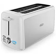 Torradeira Elétrica 4 Fatias com 7 Níveis de Tostagem, 110V 1400W, BELLA, Branca e Prata