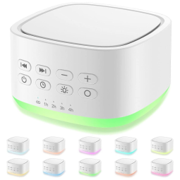 Máquina de Ruído para Dormir, 25 Sons com 10 Luzes Ambiente Programável, 110v, MAGICTEAM White, Branco