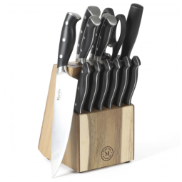 Conjunto de Facas em Aço Inoxidável com Bloco de Bancada, 14 Peças, Martha Stewart, Preto