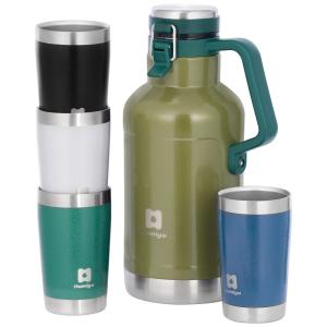 Cooler Portátil para Garrafas de cerveja com Isolamento Duplo, Aço Inox, HUMIGO 1116 1900, Verde