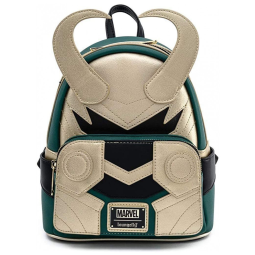 Mini Mochila Escolar Infantil Loungefly Marvel Loki para Crianças a Partir de 12 Anos
